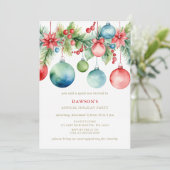 Red Blue Festive Corporate Christmas Party  Einladung (Stehend Vorderseite)