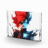 Red Blue Fire Ice Comic Style Anime Girl Fotoblock (Rechts)
