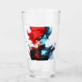 Red Blue Fire Ice Comic Style Anime Girl Glas (Vorderseite)