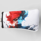 Red Blue Fire Ice Comic Style Anime Girl Golf Headcover (Vorderseite)