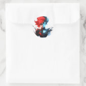 Red Blue Fire Ice Comic Style Anime Girl Runder Aufkleber (Tasche)