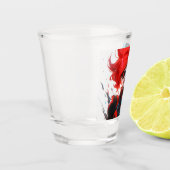 Red Blue Fire Ice Comic Style Anime Girl Schnapsglas (Links)