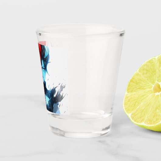 Red Blue Fire Ice Comic Style Anime Girl Schnapsglas (Rechts)