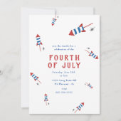 Red Blue Firework Rockets 4. Juli Party Invita Einladung (Vorderseite)