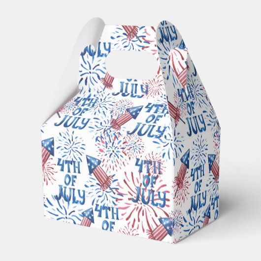 Red Blue Fireworks Firecracker 4. Juli Geschenkschachtel (Rückseite)