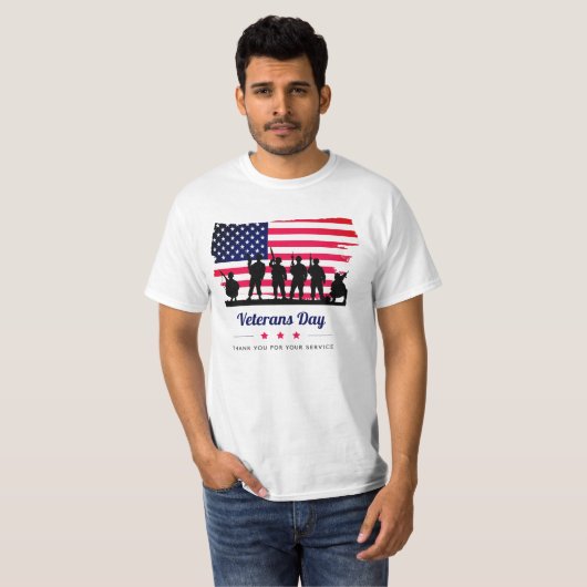 Red Blue Flag Veterans Day 2025 – Patriotic Americ T-Shirt (Vorne ganz)