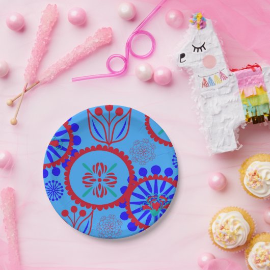 Red Blue Florah Pappteller (Party)