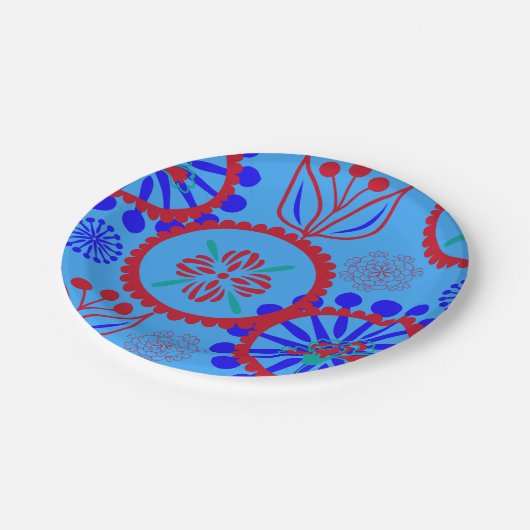 Red Blue Florah Pappteller (Schrägansicht)