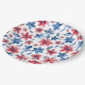 Red Blue Floral 4. Juli Plate Pappteller (Schrägansicht)