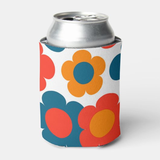 Red & Blue Floral Bold Botanischer Frühling & Somm Dosenkühler (Kanne Vorderseite)