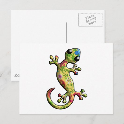 Red Blue Floral Postkarte (Vorne/Hinten)