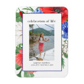 Red Blue Florals Foto Collage Beerdigung Magnet (Vertikal)