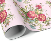 Red Blue Flowers Berries Bees Ladybugs Geschenkpapier (Rolleneckpunkt)