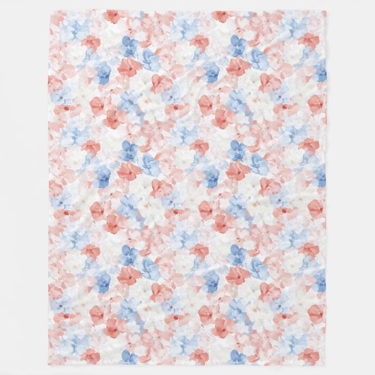 Red Blue Flowers Geburtstag Fleecedecke (Vorderseite)