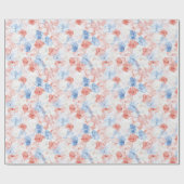Red Blue Flowers Geburtstag Geschenkpapier (Flach)
