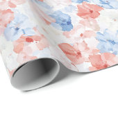 Red Blue Flowers Geburtstag Geschenkpapier (Rolleneckpunkt)