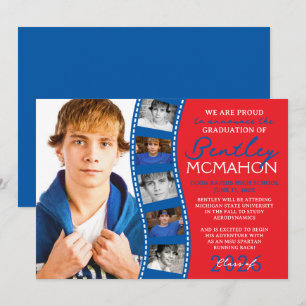 Red & Blue Foto Filmstrip Grad Ankündigung