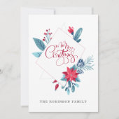 Red Blue Frohe Weihnachten Blumenrahmen Weihnachts (Vorderseite)