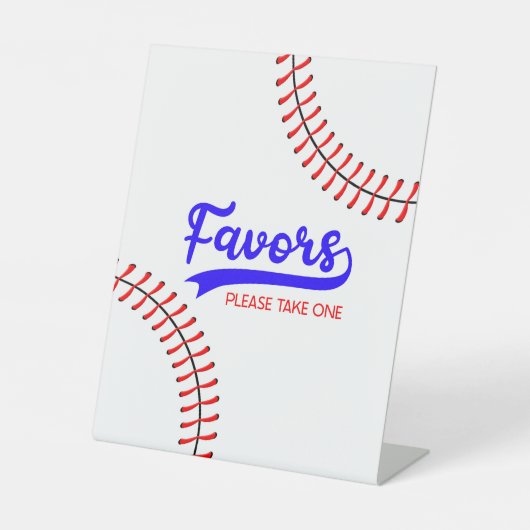 Red Blue Gastgeschenke Table Baseball Sports Sockelschild (Vorderseite)