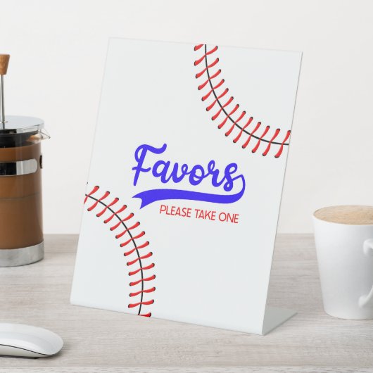 Red Blue Gastgeschenke Table Baseball Sports Sockelschild (In SItu)