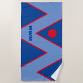 Red / Blue Geometric Design monogrammiertes Strand Strandtuch (Vorderseite)