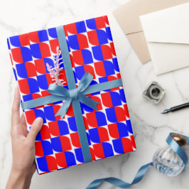 Red & Blue Geometric Muster Geschenkpapier