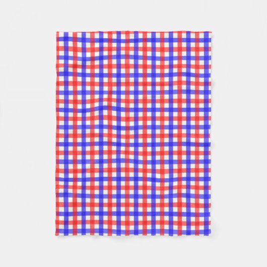Red Blue Gingham Kariert Pattern Fleecedecke (Vorderseite)