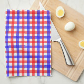 Red Blue Gingham Kariert Pattern Geschirrtuch (Viertel Falte)