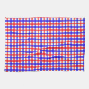 Red Blue Gingham Kariert Pattern Geschirrtuch