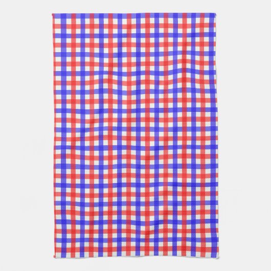 Red Blue Gingham Kariert Pattern Geschirrtuch (Vertikal)