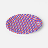 Red Blue Gingham Kariert Pattern Pappteller (Schrägansicht)