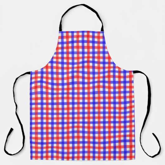 Red Blue Gingham Kariert Pattern Schürze (Vorderseite)