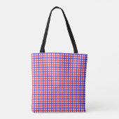 Red Blue Gingham Kariert Pattern Tasche (Rückseite)