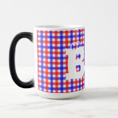 Red Blue Gingham Kariert Pattern Verwandlungstasse (Links)