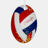 Red Blue Girls Volleyball winzige Sterne Akzent Ornament Aus Metall (Vorderseite Rechts)