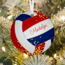 Red Blue Girls Volleyball winzige Sterne Akzent Ornament Aus Metall