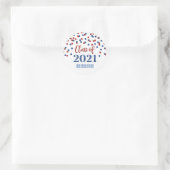 Red Blue Glitzer Confetti Abschluss 2021 Runder Aufkleber (Tasche)