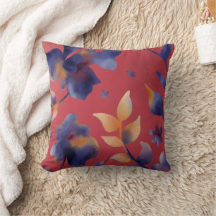 Red Blue Gold Aquarellbildschleuse Kopfkissen Kissen