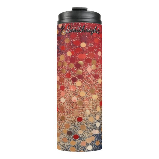 Red Blue Gold Glitter Dots Thermosbecher (Vorderseite)