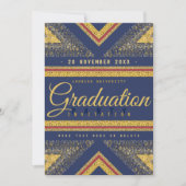 Red Blue & Gold Stylish Graduation Party Einladung (Vorderseite)
