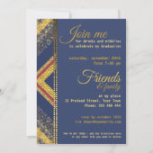 Red Blue & Gold Stylish Graduation Party Einladung (Rückseite)