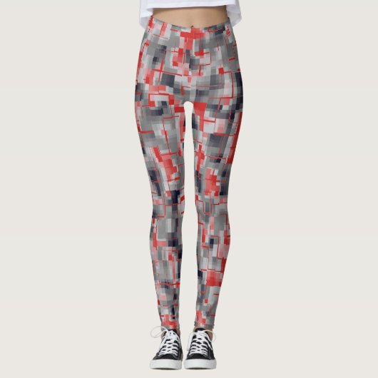 Red Blue Gray White Leggings (Vorderseite)