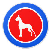 Red Blue Great Dane Keramikknauf (Vorderseite)