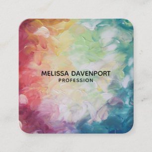 Red Blue Green Abstrakt dick Textil Paint Quadratische Visitenkarte