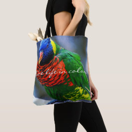 Red Blue Green Bird Foto Live Life (Farbquote) Tasche