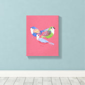 Red Blue Green Birds Folk Art Canvas Print Leinwanddruck (Insitu (Holzboden))