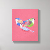 Red Blue Green Birds Folk Art Canvas Print Leinwanddruck (Vorderseite)