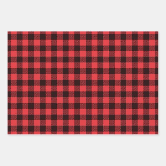 Red Blue Green Buffalo Kariertes Prüfmuster Geschenkpapier Set (Vorderseite)