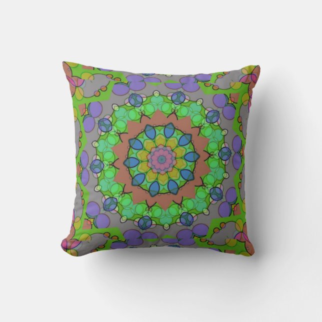 Red Blue Green Christmas Kaleidoskop Pillow Kissen (Vorderseite)