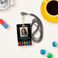 Red Blue Green Crayons Stars School Teacher ID